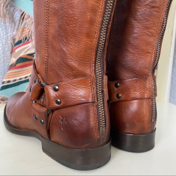 Frye Phillips Harness Tall Riding Boots Whiskey - Picture 8 of 11